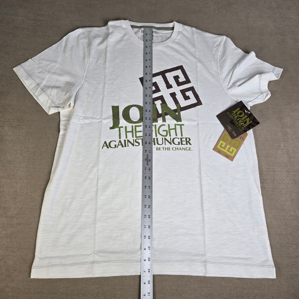 ECOTHS White Oranic T Shirt "Join The Fight Against Hunger" Be The Change XL - Picture 4 of 8